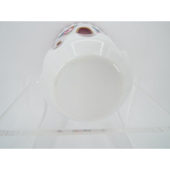 Vintage Bohemian Czech Cased White Overlay Cut to Cranberry Glass Floral Vase 5" - Picture 4 of 10